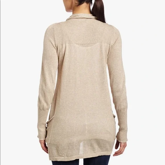 Revolve LAmade Twist Front Cardigan Dark Oatmeal Heather Size Medium NWT - Picture 2 of 8